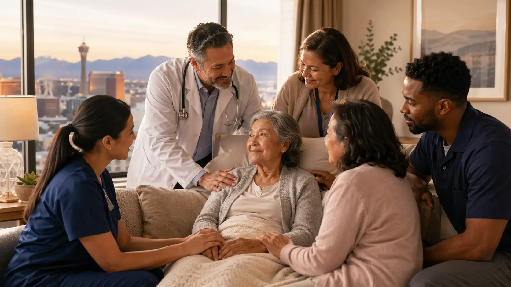 Quality of Life Hospice care team supporting a patient and family